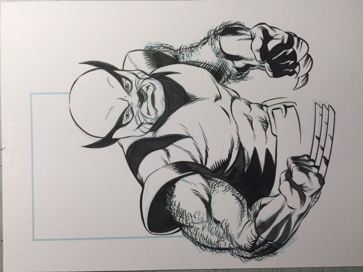 pqcomics's tweet image. One down. #FearMyWhiskers #ImNotHellCatsBrother #robcon2018 #inks #wolverine #XMen @RobConBristol