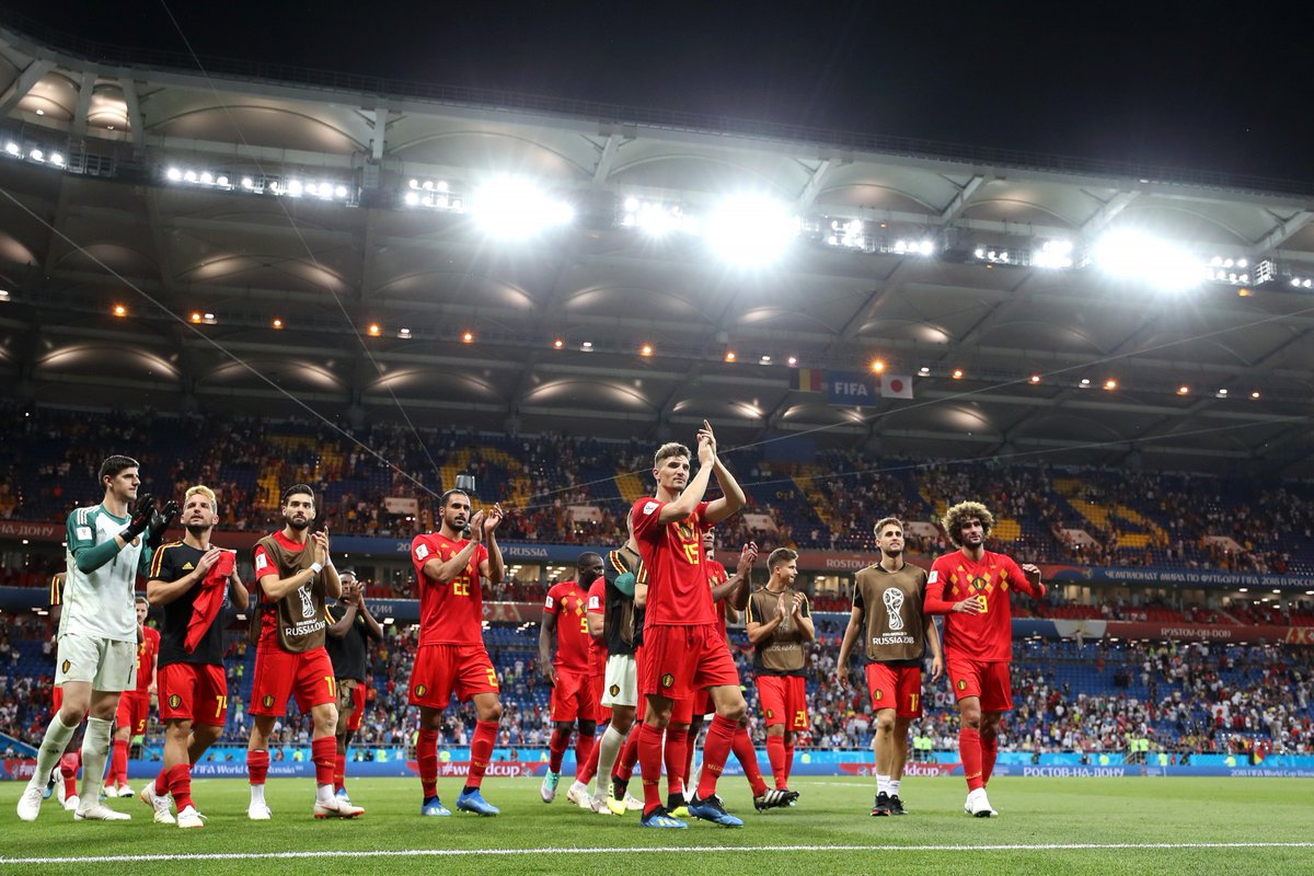 BelRedDevils's tweet photo. ⚽️ Quarter-finals here we come !! 😍

We believed in ourselves until the last minute ! #REDTOGETHER with our fans @Fanclub1895 ! Looking forward to face @CBF_Futebol #BRA

🔜 Friday in #Kazan 🤞😉

#WorldCup
#BELJPN https://t.co/Rx96Hzo5qH