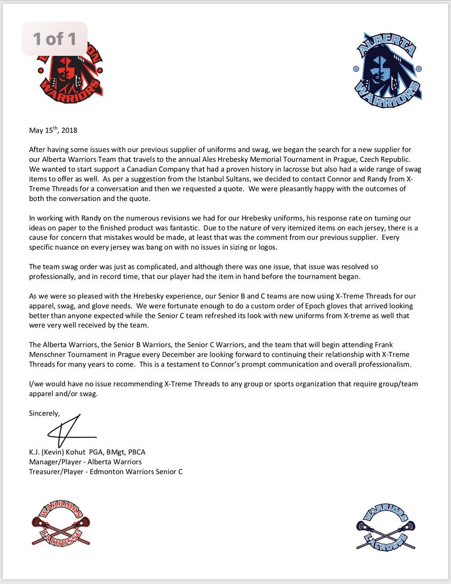 X Treme Threads We Appreciate All Our Customers And The Many Comments And Letters We Receive From Them Thank You Kevin From Albertawarriors For The Recent Letter You Sent Us