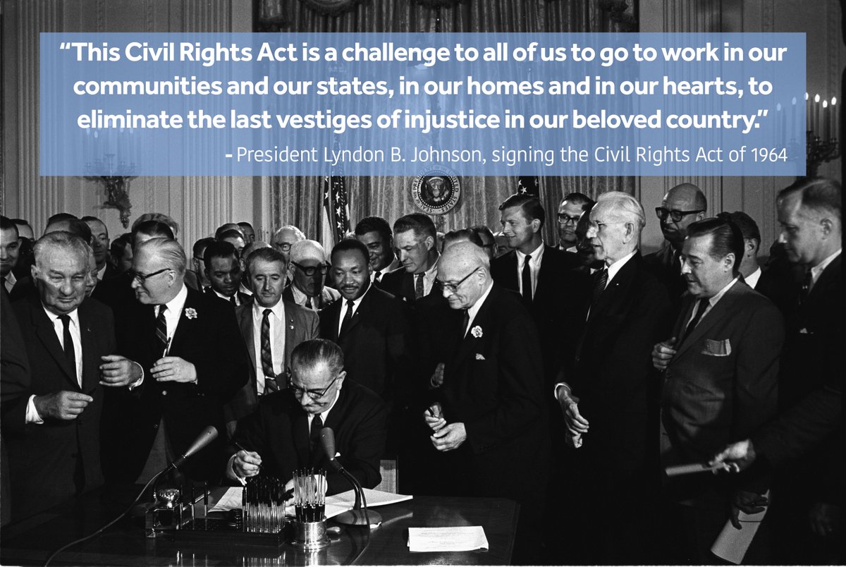 Fifty-four years ago, President Johnson signed the Civil Rights Act into law. 

Many marched and died to ensure our country lived up to its potential. 

The battle is not over, and we must press forward with courage to build the America we all know is possible.