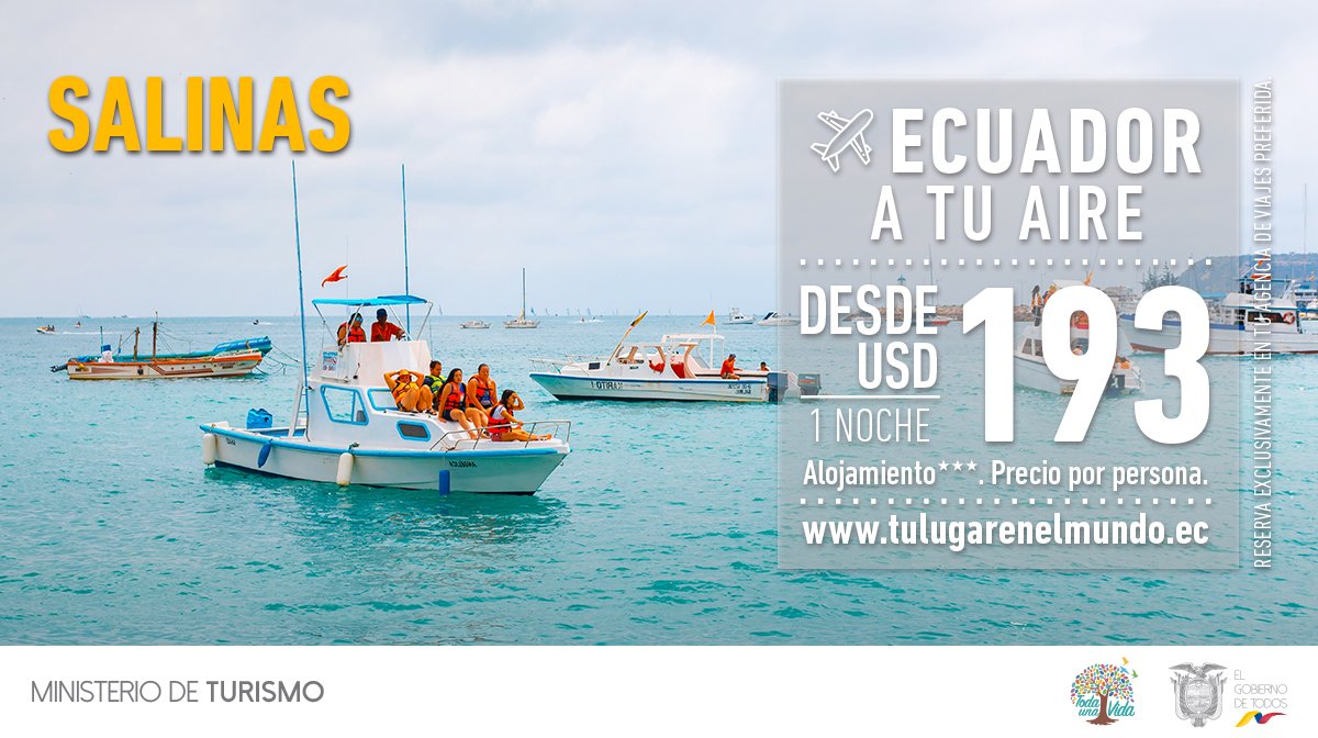 Diversidad de paisajes 🏖️ y espacios donde te divertirás sanamente 🏊🚴te esperan en #Salinas. 😎Anímate, visita este destino🧳 y disfruta de nuestra promoción y paquetes turísticos. ➡ tulugarenelmundo.ec #GranFeriaTurística