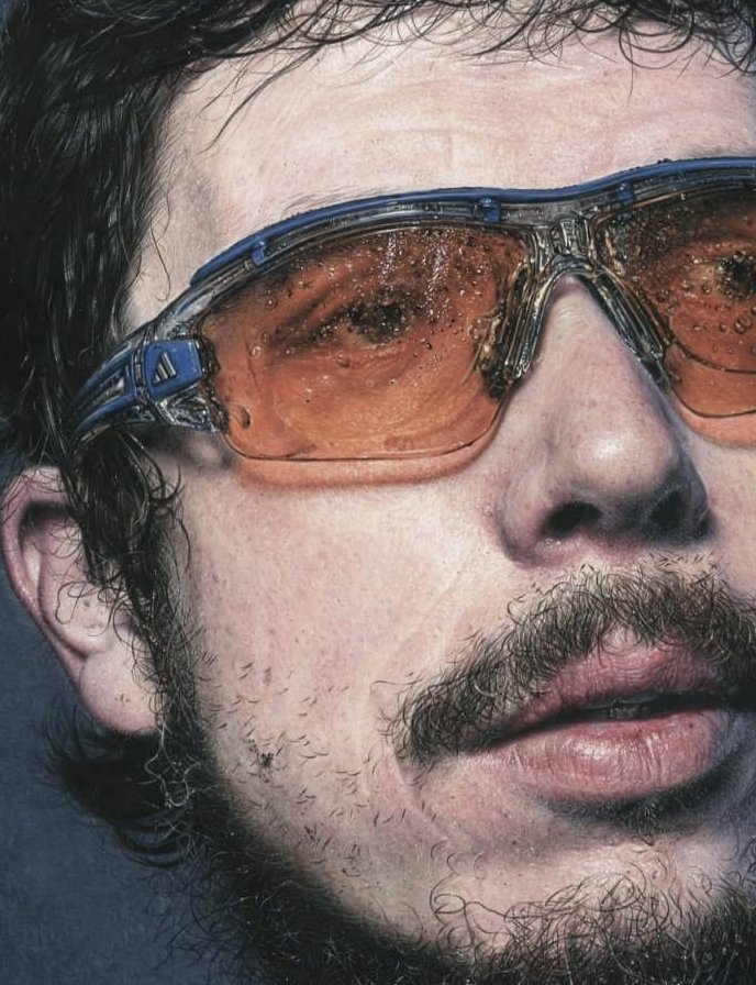 caldwellart's tweet photo. Close up of new painting, "The Rider." Collaborative work with @justinmckie #acrylic #painting #portrait #cycling #Realism @art https://t.co/CD7m0pkpIi https://t.co/NpdbuLFySl