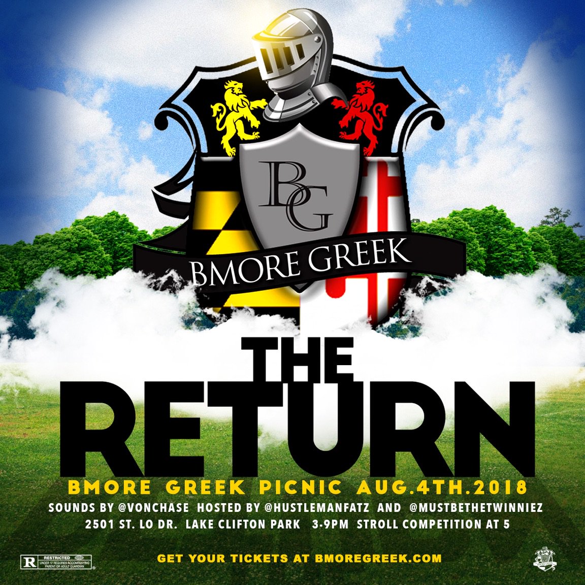 BMOREGREEK's tweet photo. The Return of Bmore Greek Picnic! #BGP2018 is back at Lake Clifton park, new time (3-9pm), stroll comp at 5pm. Still accepting vendors & stroll team apps. Get your tickets at https://t.co/2e84wklLDc #BmoreGreek #TheReturn https://t.co/FWzD6ORHGo