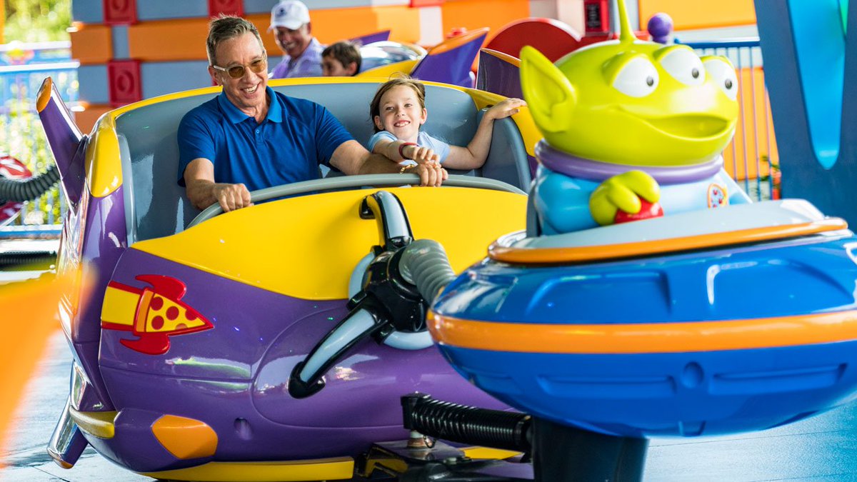 DisneyParks's tweet photo. VIDEO: Tim Allen goes “To Infinity and Beyond” in #ToyStoryLand at Walt Disney World Resort: https://t.co/k9cqt8mt06 https://t.co/pFwgwJE0kO
