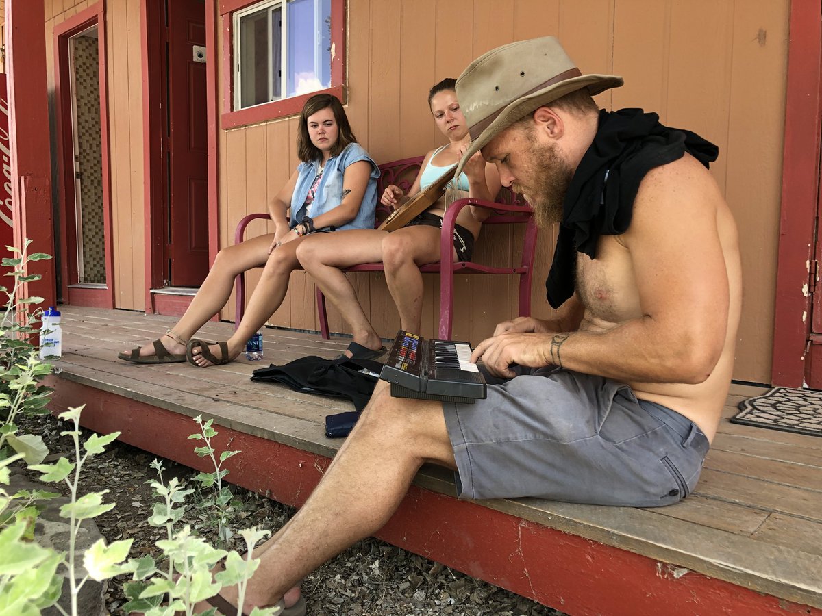 hollywoodcurry's tweet photo. 1/97 Sarah plying #backpackerguitar; Boz joins with his #keyboard; rest of the crew joins the #busband #Reserve #NewMexico #adventuretravel #Day6 #TheBus #mobilePhone #movie #SupportIndieFilm #iPhoneX #MobilePhoneFilm #6500Miles #atlanta #tamil #filmmaker #Supportindefilm https://t.co/UQxWdv8aYz