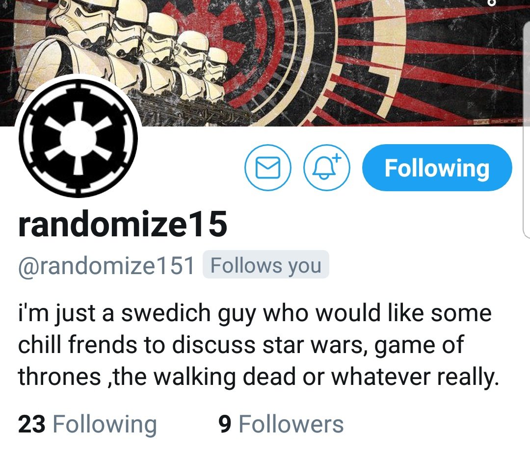SuperheroPOLL's tweet image. .
If you're cool...you shouldn't have less than 10 followers...from what I can tell, this new buddy of mine IS cool...so please give a follow, I'm guessing they'll follow back in appreciation ☺️

 👉 @randomize151 👈

#StarWars #SHPOLL18