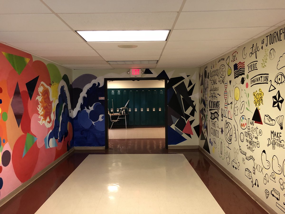 YHSDeGennaro's tweet photo. Incredible mural completed by our talented students from our @YHS_Art program. Thank you Cheryl, Nina, Alexis &amp; Ms. Varrota. We will celebrate your work in September. 🌽 #YorktownCSD @CMillerYorktown @GOLLISZJOHN @Avdek_Yorktown @RonHattar @yhs_yearbook @GimmeMoorePhys https://t.co/H8N3DNtS4g