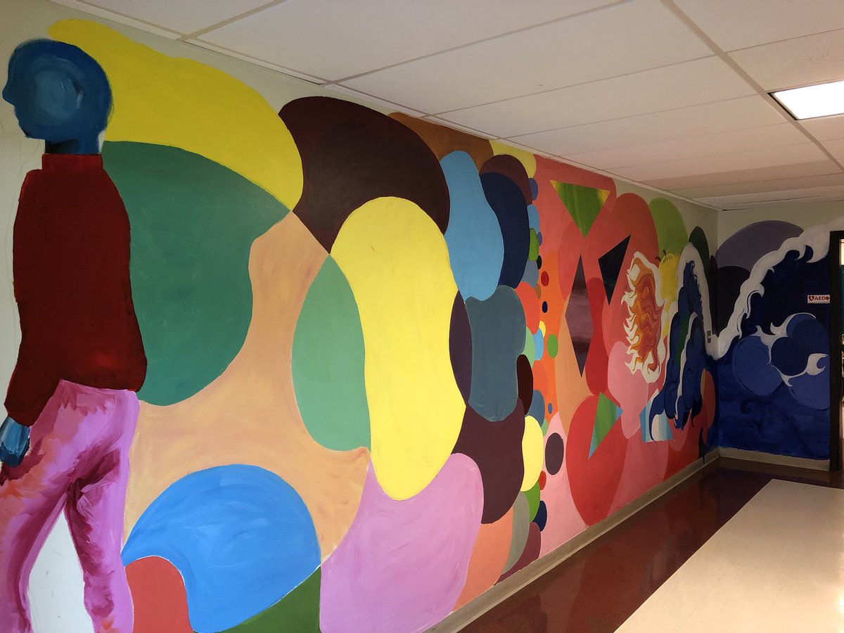 YHSDeGennaro's tweet photo. Incredible mural completed by our talented students from our @YHS_Art program. Thank you Cheryl, Nina, Alexis &amp; Ms. Varrota. We will celebrate your work in September. 🌽 #YorktownCSD @CMillerYorktown @GOLLISZJOHN @Avdek_Yorktown @RonHattar @yhs_yearbook @GimmeMoorePhys https://t.co/H8N3DNtS4g