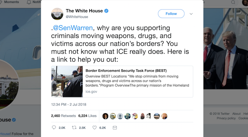 White House uses official Twitter account to accuse Dems of 'supportin...