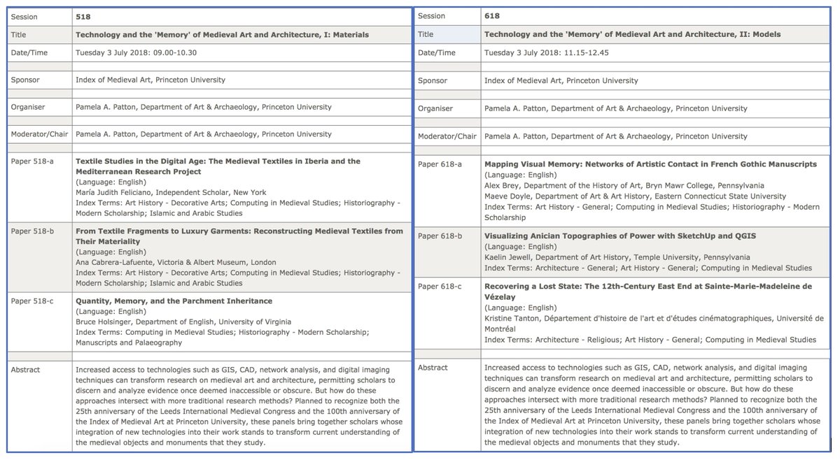 imaprinceton's tweet photo. The @imaprinceton is at @IMC_Leeds! Please join us at our two Tuesday sessions, #518 and #618, organized by Index Director Pamela Patton @IndexPatton: "Technology and the 'Memory' of Medieval Art and Architecture" Materials & Models #IMC2018 #MedievalMemory https://t.co/pDIP4VqCVz