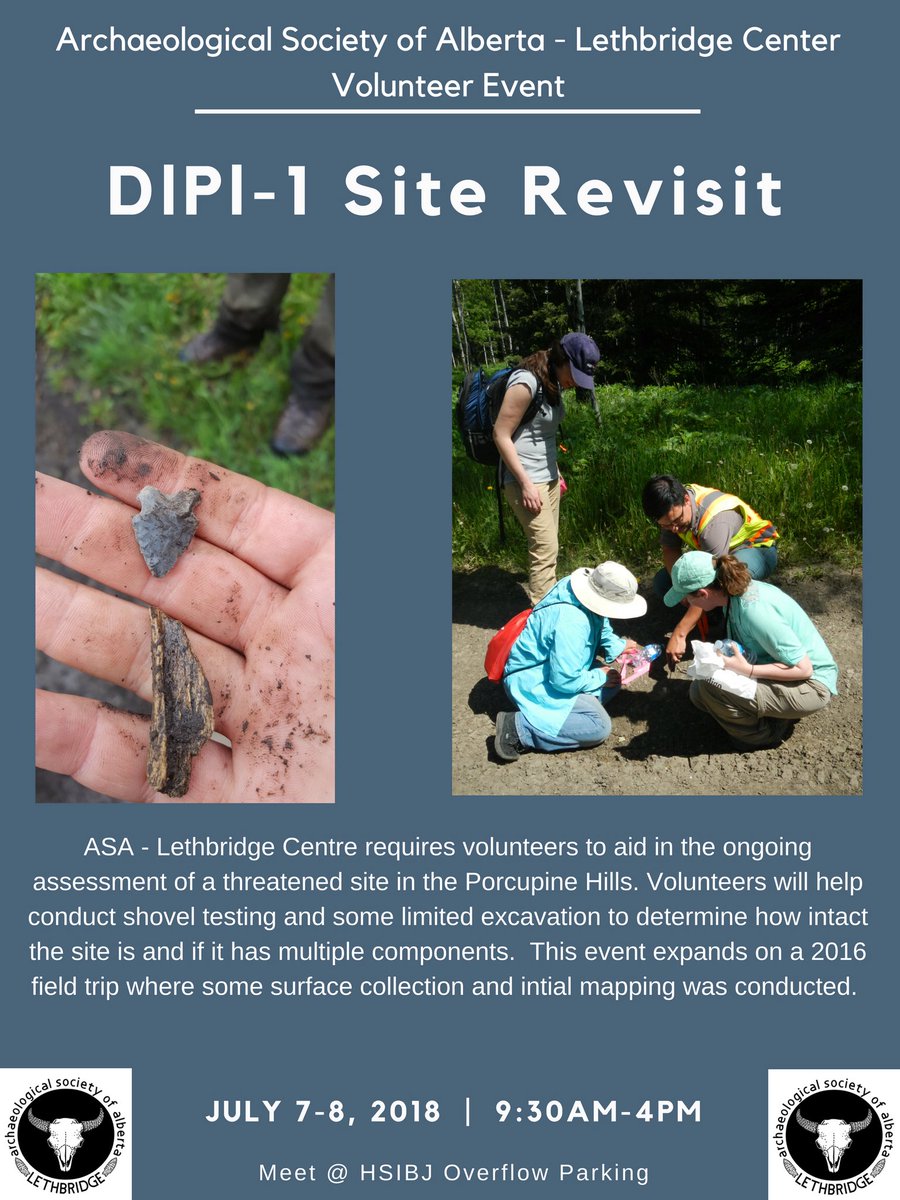 *note the time change! *must be a member  -If you want to learn how to shovel test and survey, join us this weekend! Make sure to RSVP. See poster for details.