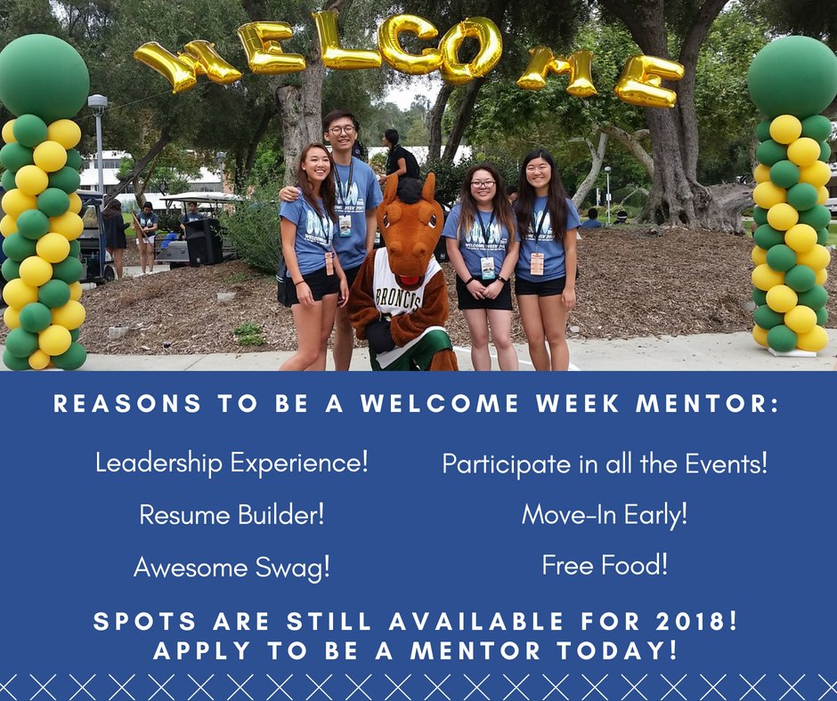 CPPWelcomeWeek's tweet image. Looking for a way to gain leadership experience, meet new students, AND move-in early? We're still conducting interviews to fill our remaining mentor positions for welcome week 2018. Apply today to be considered! bit.ly/2NkTm5w