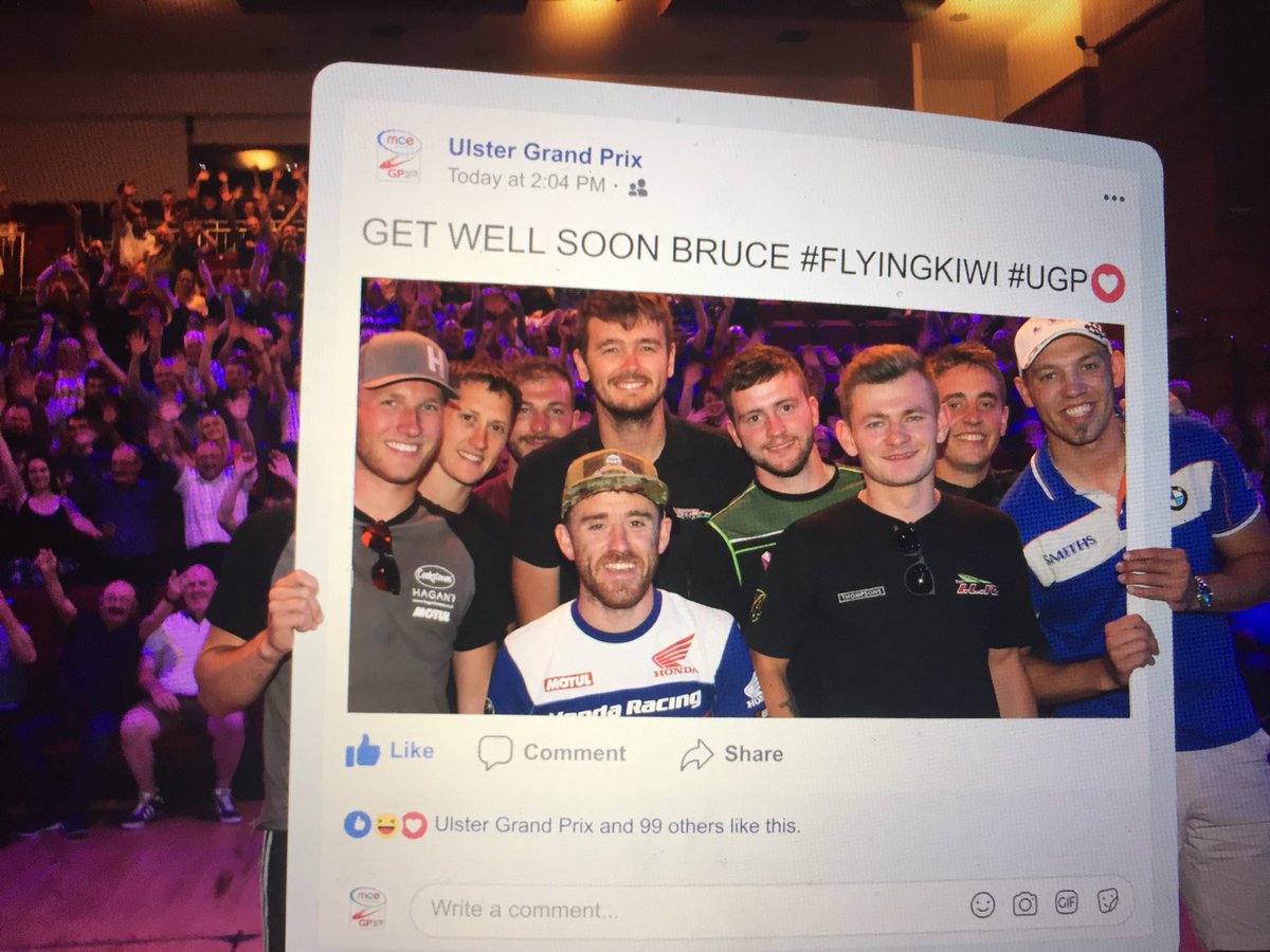 sdbikephoto's tweet image. Today was the 2018 Ulster Grand Prix launch. Dundrod legend, Bruce Anstey, was in the thoughts of his road racing rivals and fans who wish the Flying Kiwi a very speedy recovery.