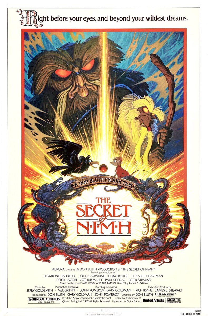 FilmNewsNos's tweet photo. 🎬MOVIE HISTORY: 36 years ago today, July 2, 1982, the movie ‘The Secret of NIMH’ opened in theaters!
#ElizabethHartman #DerekJacobi #HermioneBaddeley #JohnCarradine #DomDeLuise #ArthurMalet #PeterStrauss #PaulShenar #ShannenDoherty @wilw #IanFried #AldoRay #EdieMcClurg https://t.co/4ljwmweOQL