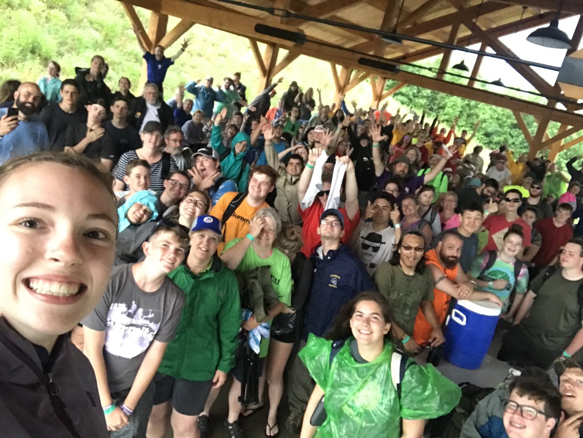 We don’t let a little rain &amp; lightning get in the way of our fun here at #VenturingFest! CR VP of Communications rocking a new fashion statement, a group selfie, and some singalongs...what more could you want? Stay inside permanent shelter, participants!
