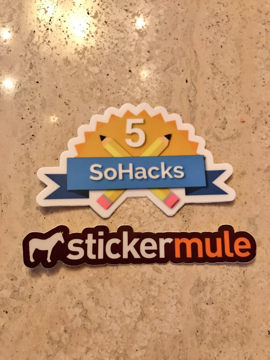 SoHacks's tweet image. We are so excited that our stickers came in today! Thank you @stickermule for your donation! #sohacks