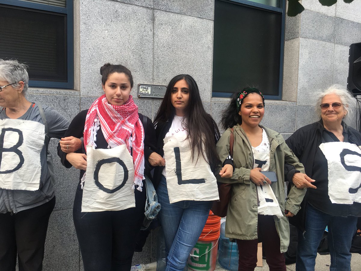 Right now: blockade of ICE headquarters in San Francisco demanding an end to family detention, the dissolution of ICE and an end to the Muslim ban. 

#AbolishICE #FamiliesBelongTogether #NoBanNoWall #FreeOurFuture #BlockICE