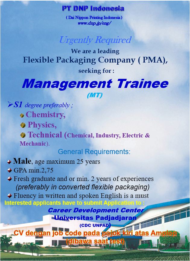 Informasi Lowker PT DNP Indonesia , pendaftaran di cdc.unpad.ac.id/pt-dnp-indones…