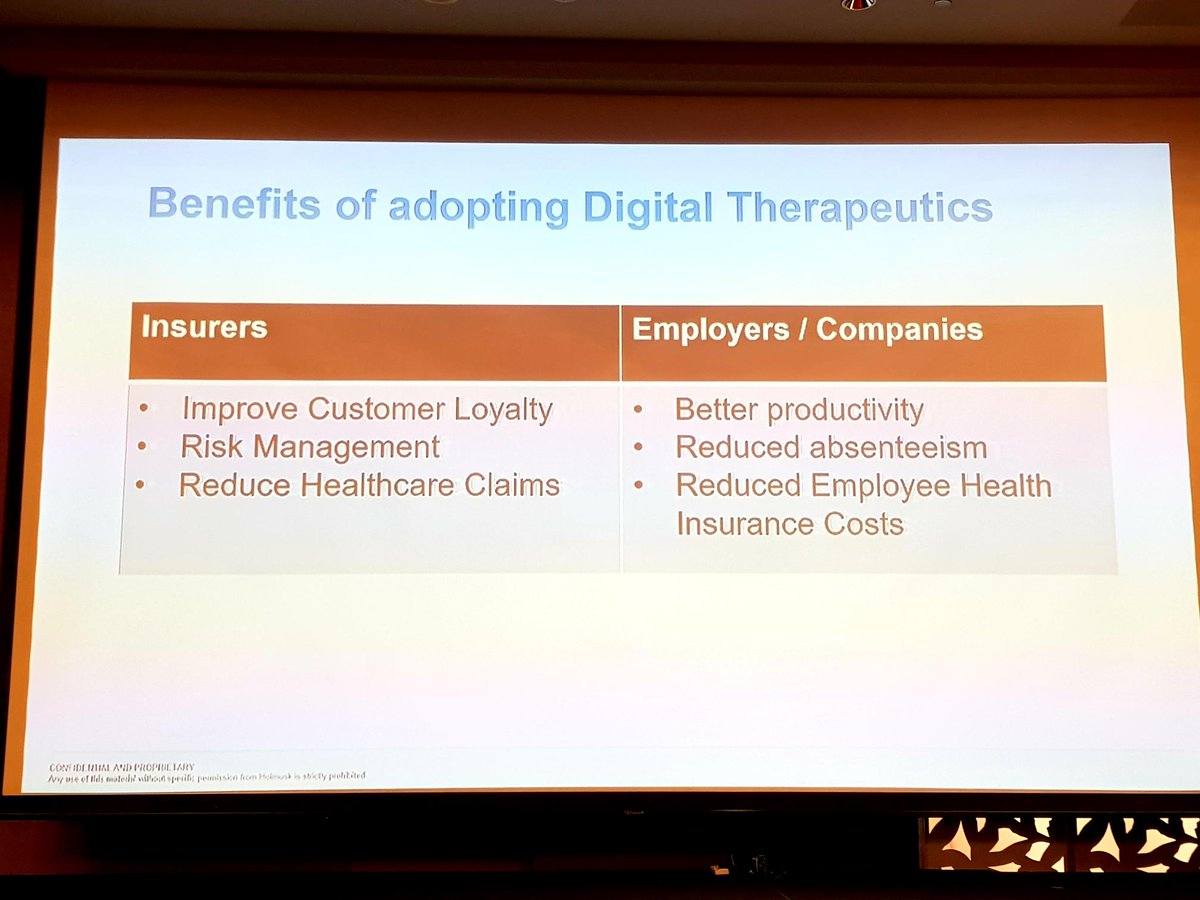 AIReDaily's tweet photo. Benefits of adopting #Digital Therapeutic - Dr Yau Teng Yan from Holmusk
@drtengyan @holmusk #AIRebc #health #insurance #healthcare https://t.co/Q0h0wjhFgg
