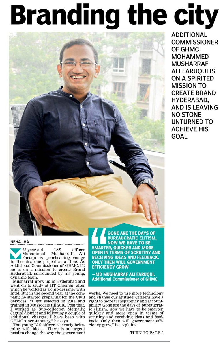 neaajha's tweet photo. It was lovely to have a conversation with @musharraf_ias, Additional Commisioner, #GHMC, who is brimming with ideas to make #Hyderabad a city we will all take pride in. Read the full interview here: https://t.co/zI0IwOaqnn #BrandHyderabad #ProjectCHARMinar #MyHydMyResponsibility https://t.co/OpqqiUnYzk