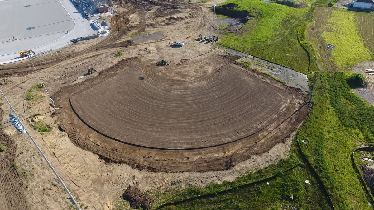 IowaSportsTurf's tweet photo. Finally dry enough to get started working on the new athletic fields for Liberty High School. https://t.co/zHkJpNNHel