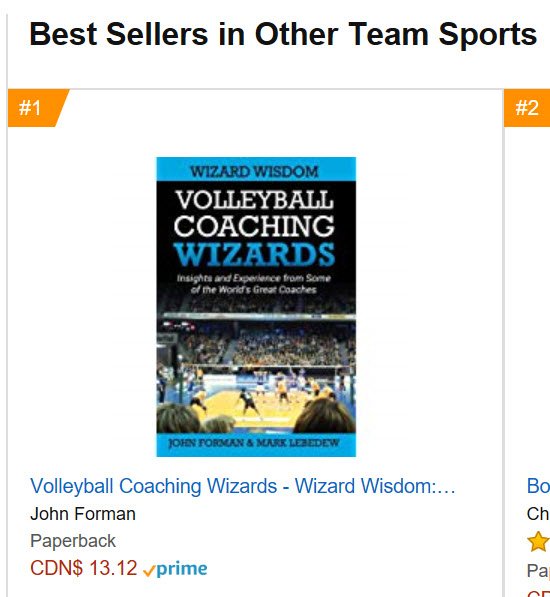 The print version of the new book is not only currently the top selling volleyball book on Amazon in Canada, it's the top selling book one level up among team sports! #bestseller #volleyball #WizardWisdom volleyballcoachingwizards.com/volleyball-coa…