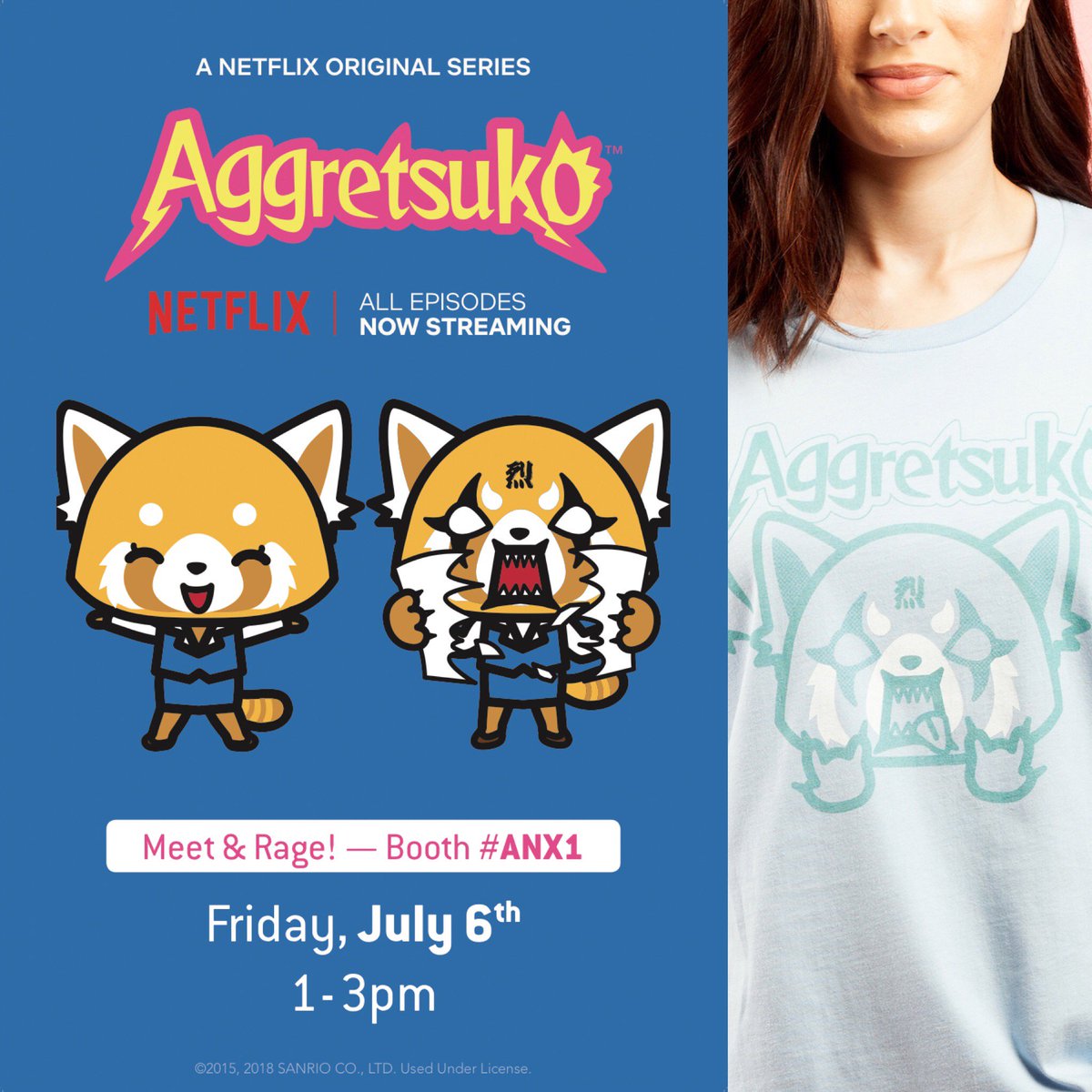 aggretsuko's tweet photo. Meet and #RAGE with Aggretsuko at @AnimeExpo on July 6th! She'll be at the AnimePls booth (ANX1) in Kentia Hall from 1 pm - 3 pm 🤘 https://t.co/MGG80obCMl