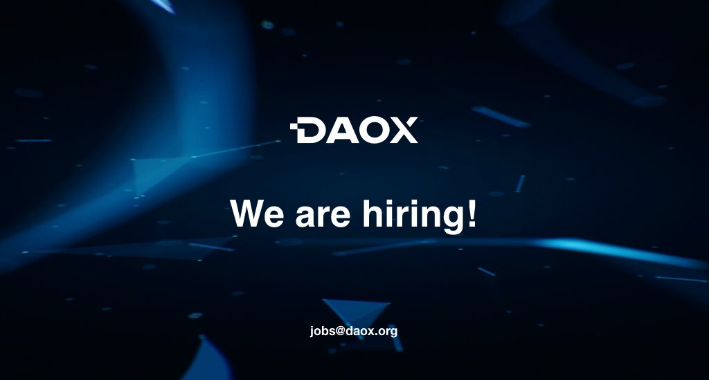 daoxorg's tweet photo. We are looking for passionate and talented individuals who can help make Daox great! If you want to join our team, just drop us a line at jobs@daox.org. https://t.co/d2FRwX6nEI