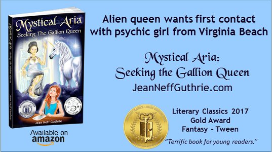 JeanNeffGuthrie's tweet photo. Can #psychic tween from Va Beach save peaceful aliens when her #SEAL father is sent to destroy them?
Lit Classics Gold Award Tween Fantasy
Amazon: https://t.co/E4EQPt22uz.
#tweenfantasybook #goodaliens #peacefulaliens #VaBeachMiddleSchool #goodbookforkids #SciFi #WFGTS https://t.co/XXyF2qMwWl