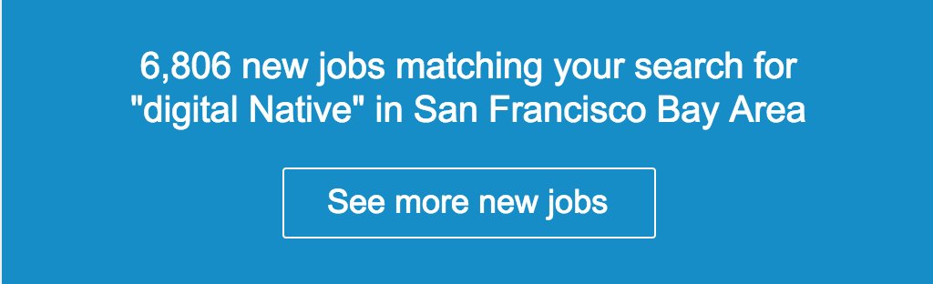 So, what's it like, covering #agebias in job listings? Rather depressing, actually. When your inbox looks like: 

That's a typical search from @linkedin. While a few of these are not requiring a #digitalnative applicant, the majority are practicing #agediscrimination.