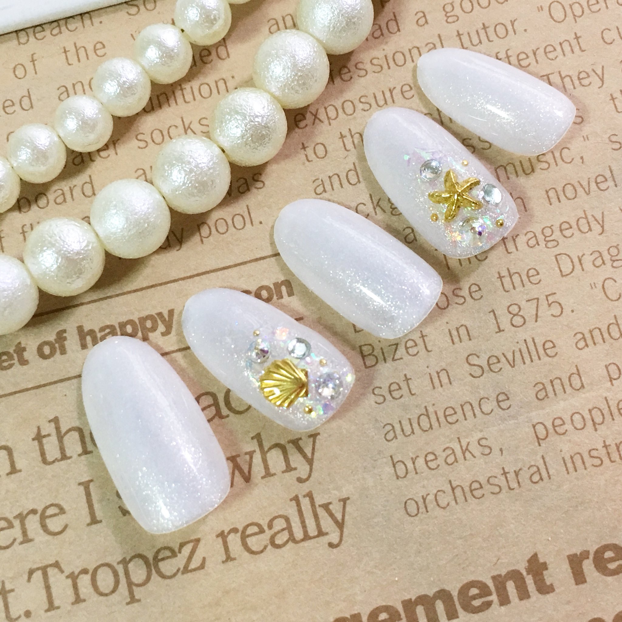 Salon De Mignonサロンドミニョン 定額制ネイル New デザイン 追加 ハンドジェル 5000円 ケア込み アート込み カラーチェンジok 夏ネイル ラメ 乱切りホロ ストーン キラキラ ヒトデ 海星 貝殻 貝 スターフィッシュ 海 T Co