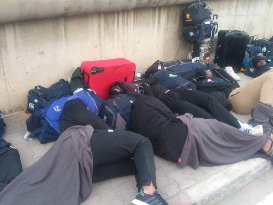 Zimbabwe National Rugby Team players slept in the street last night in Tunisia ahead of a <a href="/rugbyworldcup/">Rugby World Cup</a> qualifier on Saturday against Tunisia.

Before that, they were held at the Airport for 6 hours as they could not raise €600 for Visa processing.
