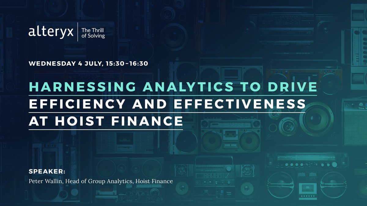 alteryx's tweet image. Are you attending #TCEurope18 this week? Come by our booth in the Bits n&apos; Bytes area and don&apos;t miss Peter Wallin from Hoist Finance will show you how to get the most value from your Data using Alteryx on Wednesday. We&apos;ll see you there! #dataanalyics goo.gl/6SUqwd