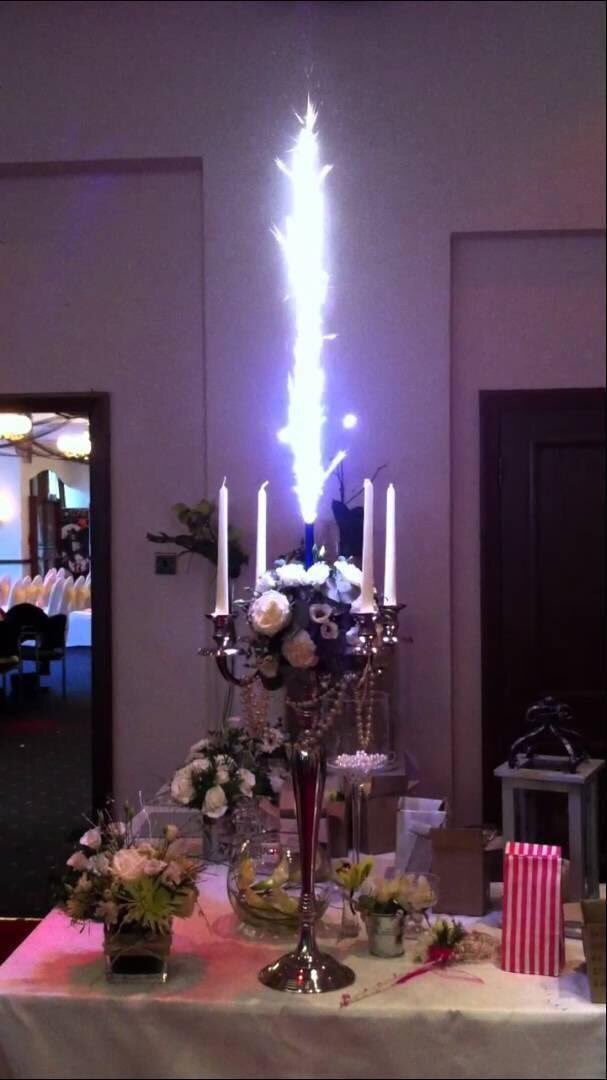Looking for something different.Hidden within a  centrepiece, during a key moment in your evening, with a simple push of a button from behind the scenes - they light up! Indoor pyrotechnics can really add the WOW factor! 
#lighting #anniversaries #pyrotechnics #events