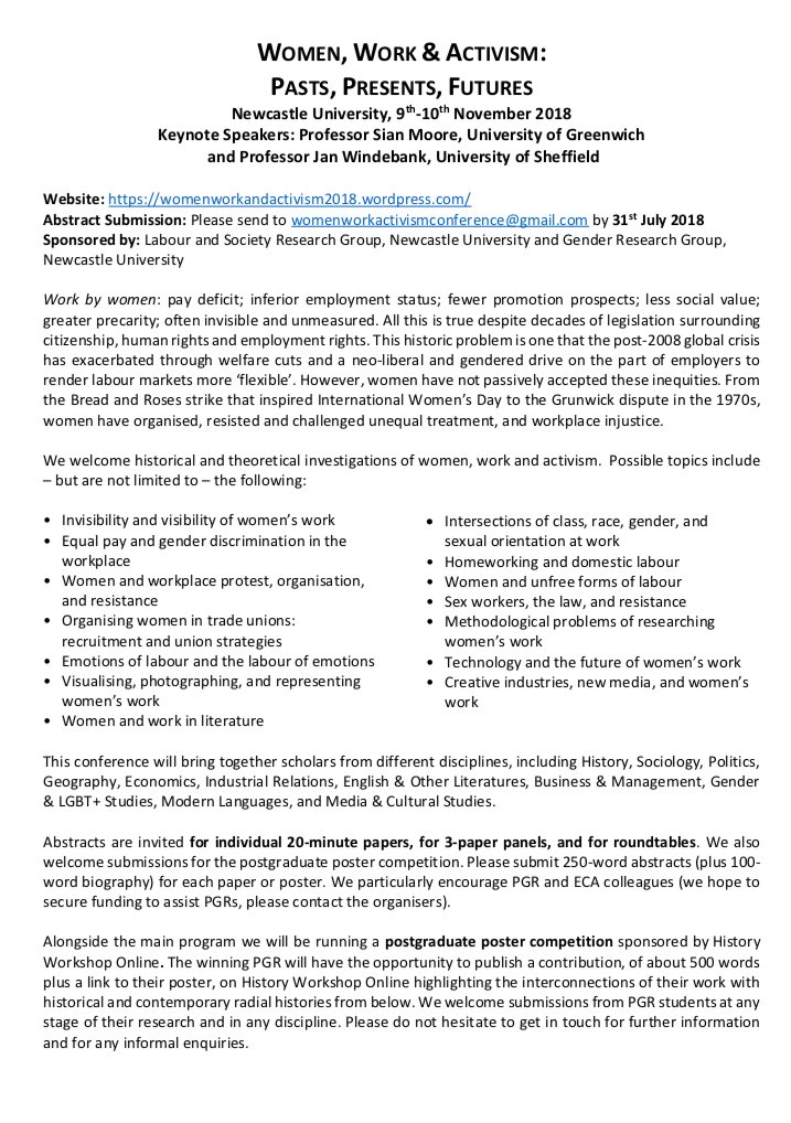 Women Work Activism Conference At Ncl Uni On Twitter - 