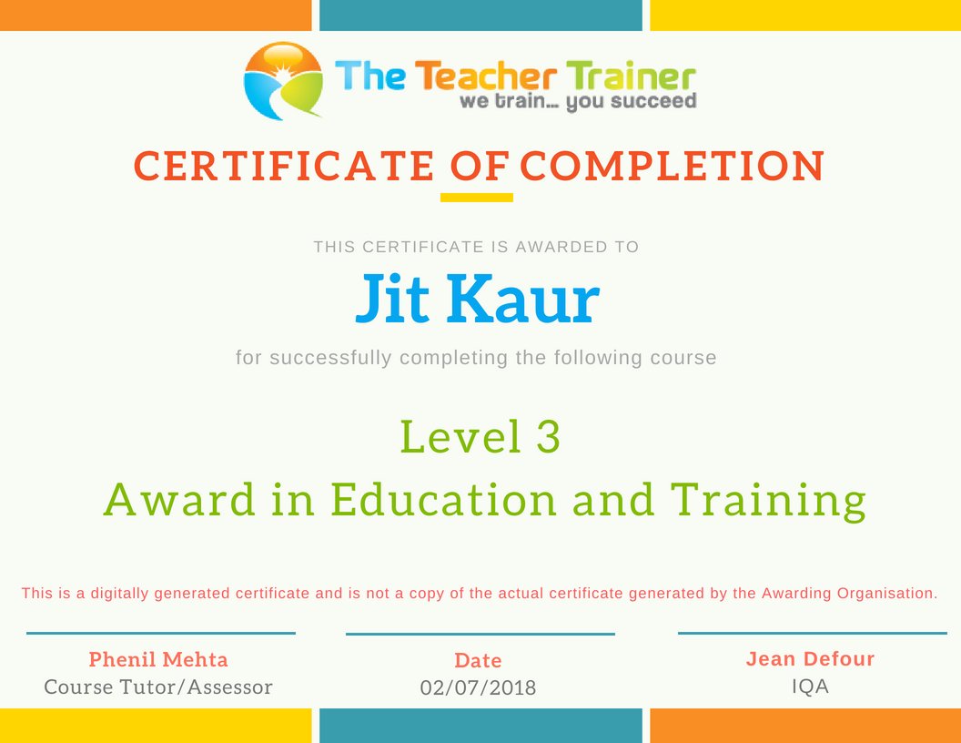 A big CONGRATULATIONS to Megan, Jit &amp; Linda on passing the Level 3 Award in Education &amp; Training Course!