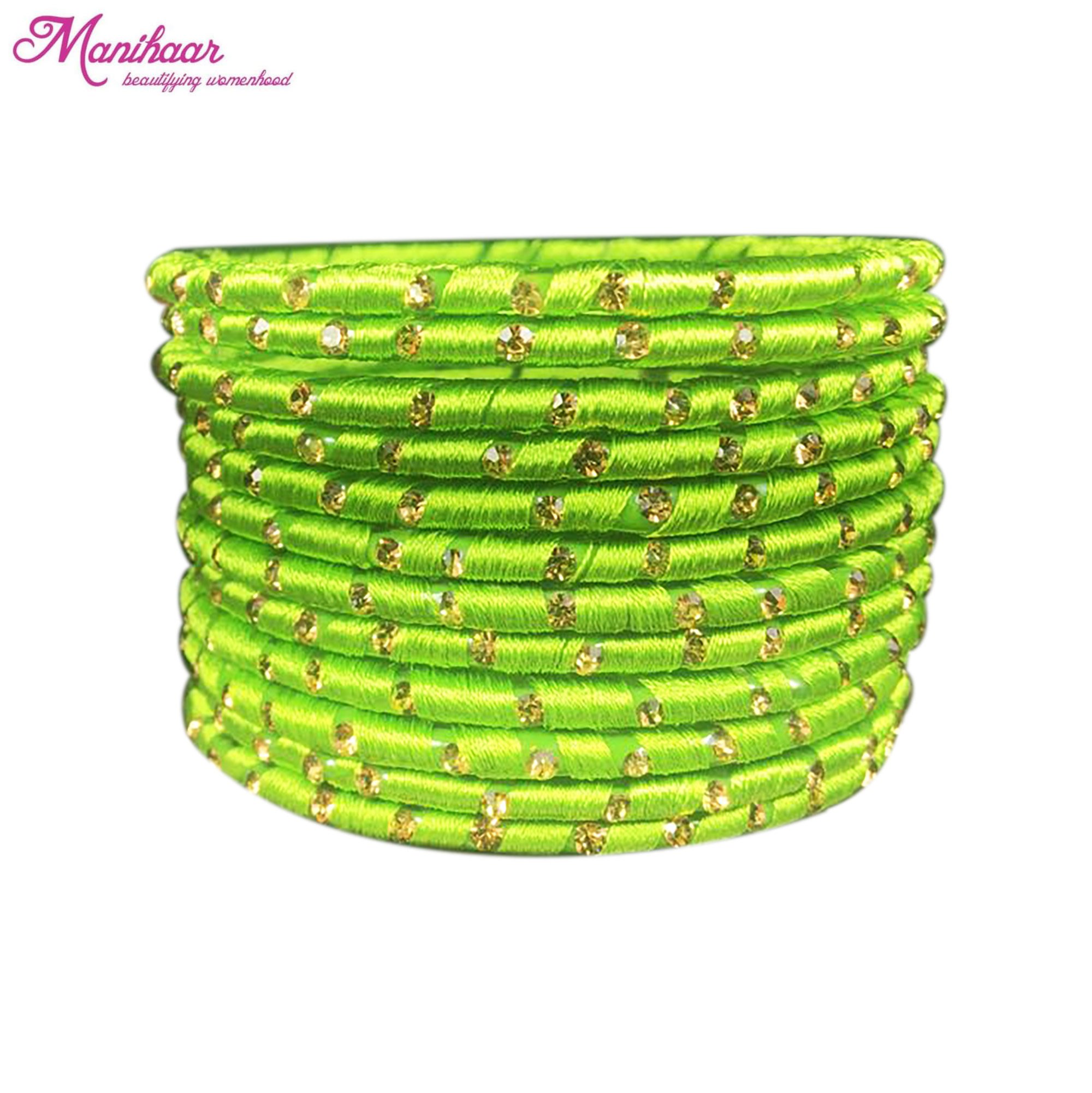Light green silk thread bangles deals
