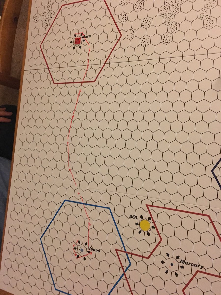 mearrin1969's tweet photo. “Never tell me the odds!” Tonight we tried #Triplanetary’s vector movement system. Got silly and tried to do “slingshot” maneuvers. Worked...but maybe not as intended. #scifi #oldschoolgames @SJGames https://t.co/5shN1rcWLN