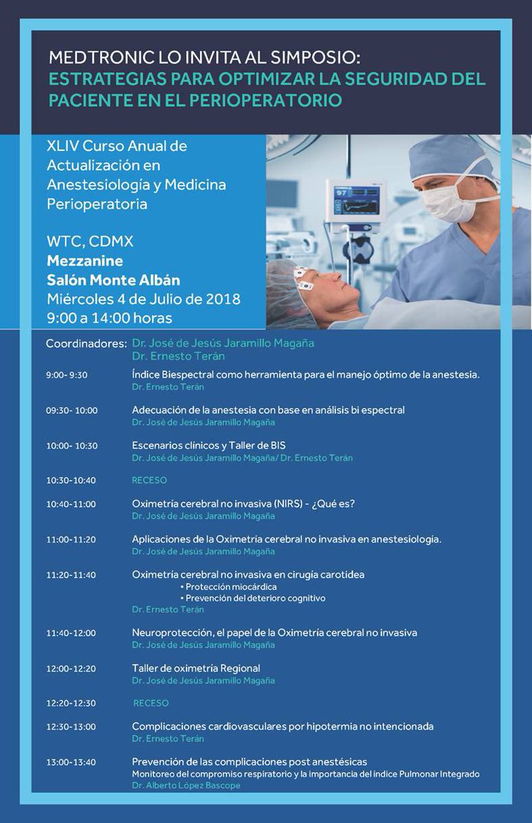 Don Maestro Mezcalero (@ernesto_teran) on Twitter photo Ya estamos listos, los esperamos en el XLIV Curso anual de #Anestesiología y #MedicinaPerioperatoria.
#CDMX 3-7 de Julio 2018
#PerioperativeMedicine
<a href="/WTC_Mexico/">WTC México</a>
<a href="/COMEXAN/">Colegio Anestesia</a> <a href="/Comexane_/">comexane</a> <a href="/wfsaorg/">WFSA</a> <a href="/clasanews/">clasanews</a> <a href="/AnestesiaINNSZ/">Anestesia INNSZ</a> <a href="/Medtronic/">Medtronic</a>
cursoanualcomexane.com/simposia/ Ya estamos listos, los esperamos en el XLIV Curso anual de #Anestesiología y #MedicinaPerioperatoria.
#CDMX 3-7 de Julio 2018
#PerioperativeMedicine
<a href="/WTC_Mexico/">WTC México</a>
<a href="/COMEXAN/">Colegio Anestesia</a> <a href="/Comexane_/">comexane</a> <a href="/wfsaorg/">WFSA</a> <a href="/clasanews/">clasanews</a> <a href="/AnestesiaINNSZ/">Anestesia INNSZ</a> <a href="/Medtronic/">Medtronic</a>
cursoanualcomexane.com/simposia/