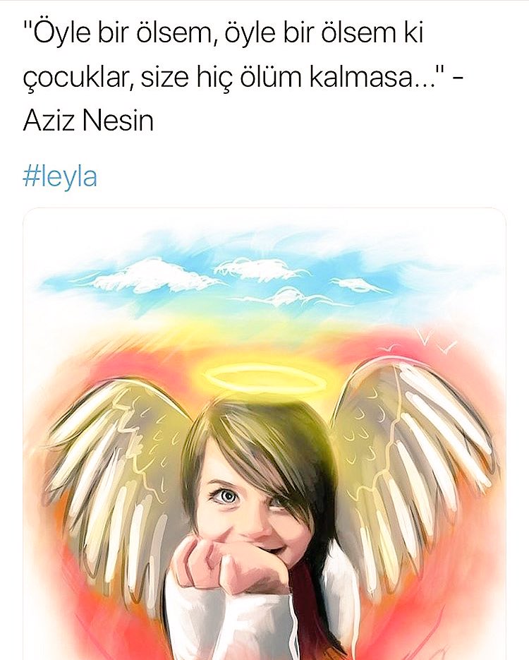 Öyle bir ölsem, öyle bir ölsem ki çocuklar, size hiç ölüm kalmasa...
-Aziz Nesin

#İdam #ÇocukİstismarcılarınaİDAM #ÇocuklarGeleceğimizdir #idamİSTİYORUZ #idamşart #idamgerigelsin