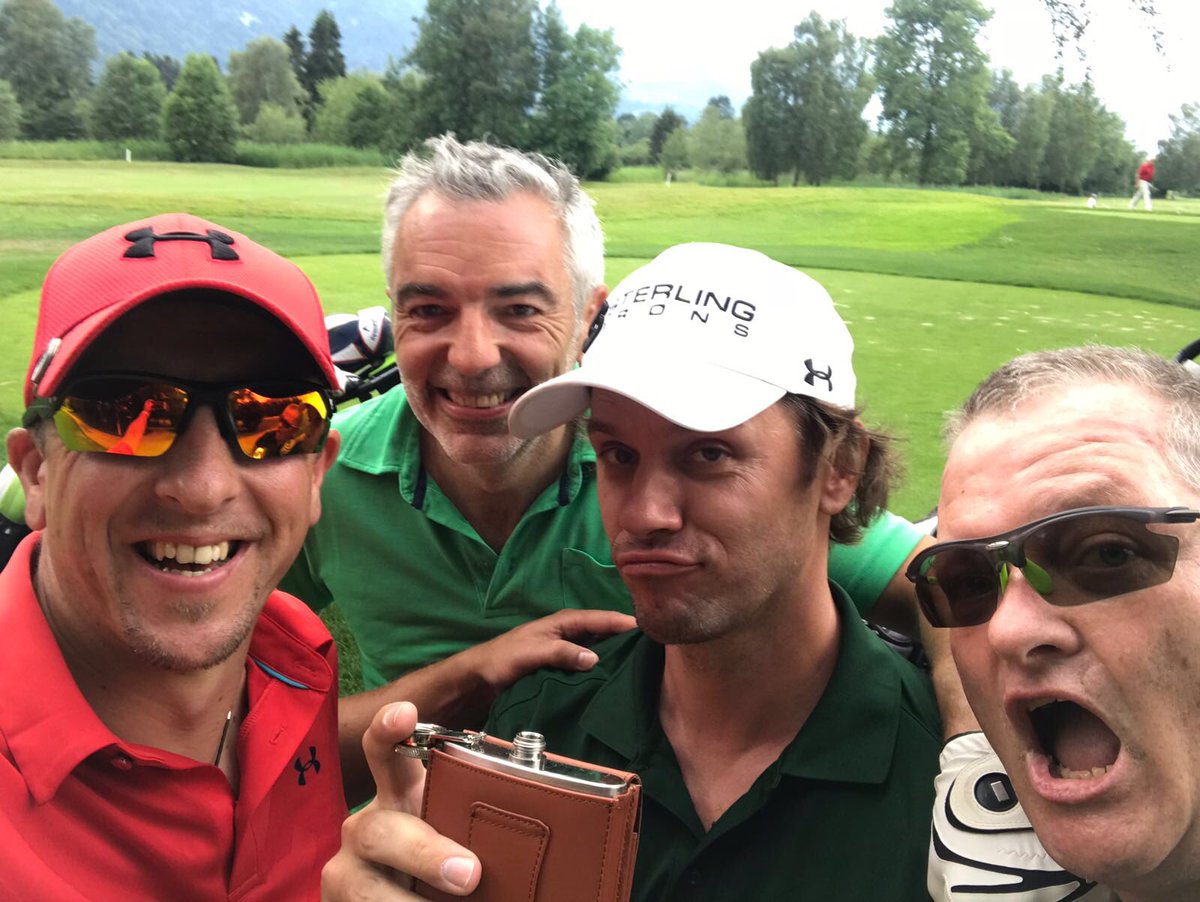 JaacobBowden's tweet image. Navigation legitimately taking us in circles, a fun golf outing of around 20 people, 3 bags of my @sterlingirons #singlelengthirons being played, shots being taken when birdies made, &amp;amp; a quick photo break on the Brienzersee at Hotel Chalet du Lac before heading back to base camp!