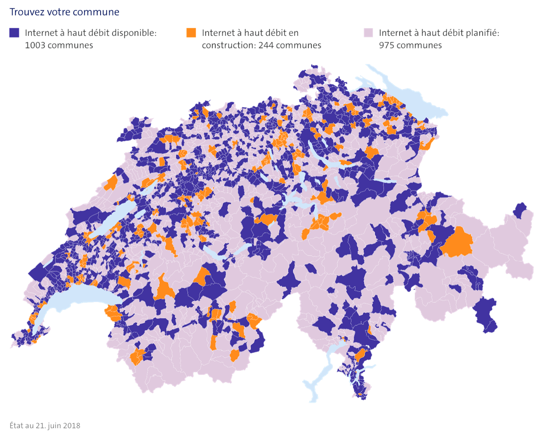 In allen 2'222 Gemeinden in der #Schweiz baut Swisscom bis 2021 das Netz aus. Wie der Stand bei deiner Gemeinde ist, erfährst du ab sofort in einer interaktiven Karte: swisscom.ch/netzausbau #broadband