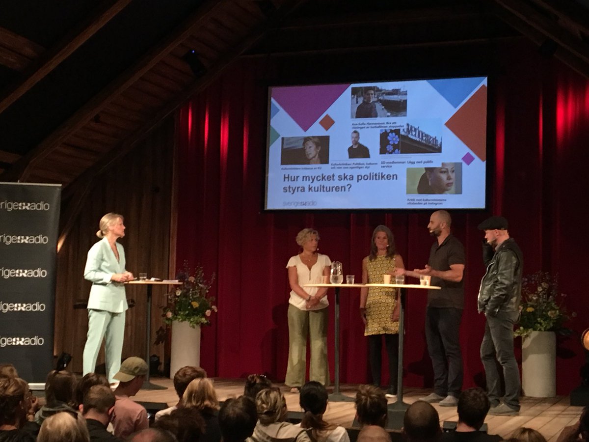 Hur mycket ska/får/bör politiken styra kulturen? En stor och svår fråga som avhandlas här i Almedalen.
<a href="/AnnaSerner/">AnnaSerner</a> Lars Anders Johansson Samir Alj Fält Helena Wessman Emma Engström @Pressgruppen  #almedalen #kulturialmedalen @LansteaternGotl