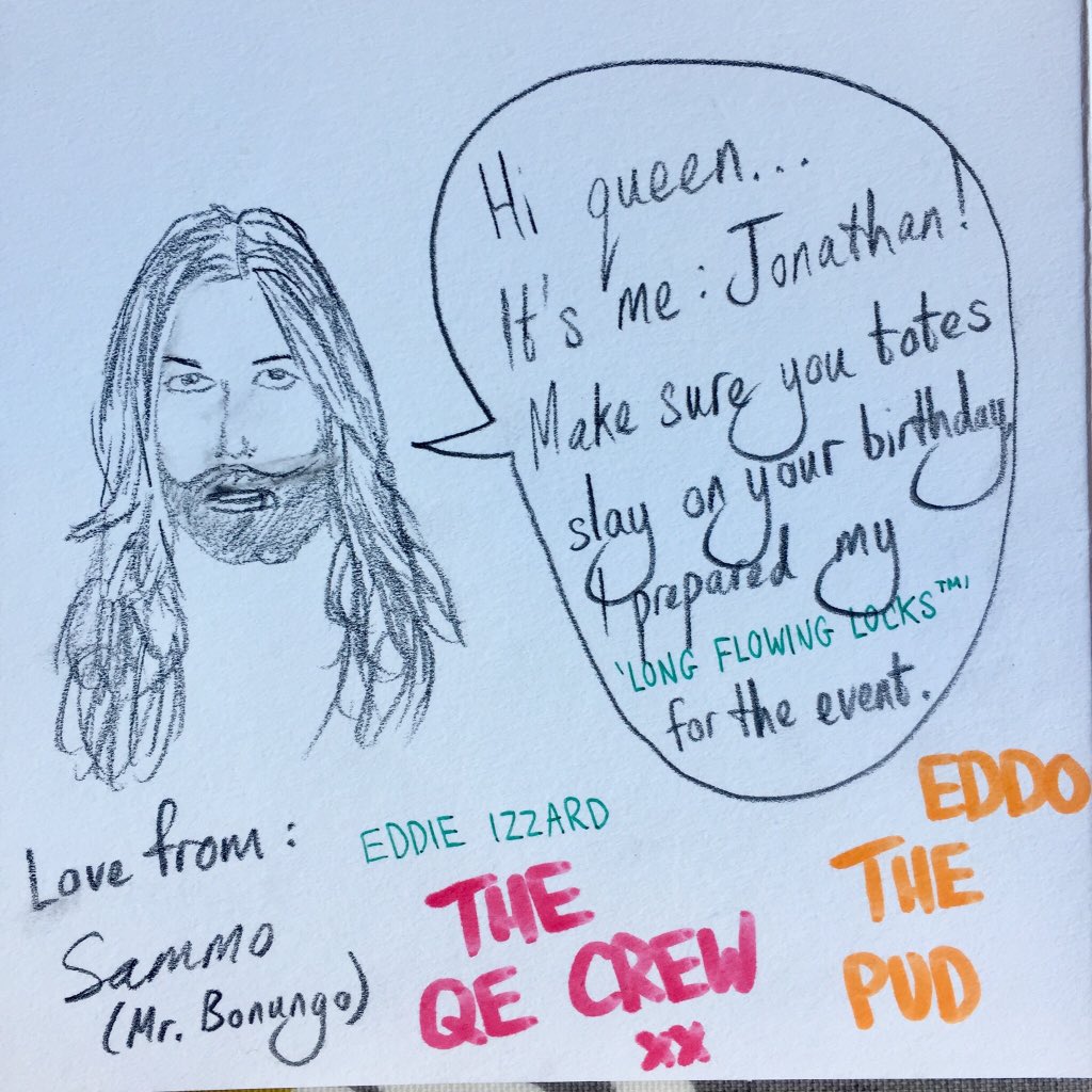 101Lucita's tweet photo. @jvn My son, Sam drew you and your gorgeous hair on my birthday card. I had to share it with you! https://t.co/I3j8QLHCMz
