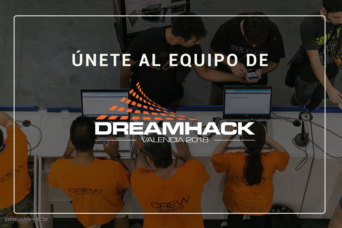 OpenWorldNowcom's tweet photo. ¿Quieres formar parte de la familia de #DHVL18 y vivir 4 días el festival desde dentro?
Manda un mail a info@dreamhack.es para más información 😀 https://t.co/QoP38XDD0x