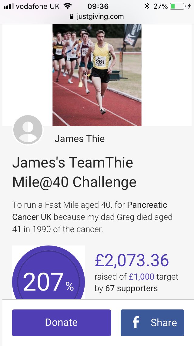 TeamThie's tweet photo. Almost a week since our @met_miles #MetMiles & still amazing to see donations coming through. The total raised for @PancreaticCanUK is now at a brilliant £2073.36👏Our donations page will stay live till midday tomorrow before confirming the final total👍 https://t.co/kbXRJw5zna https://t.co/qihw9ItSai