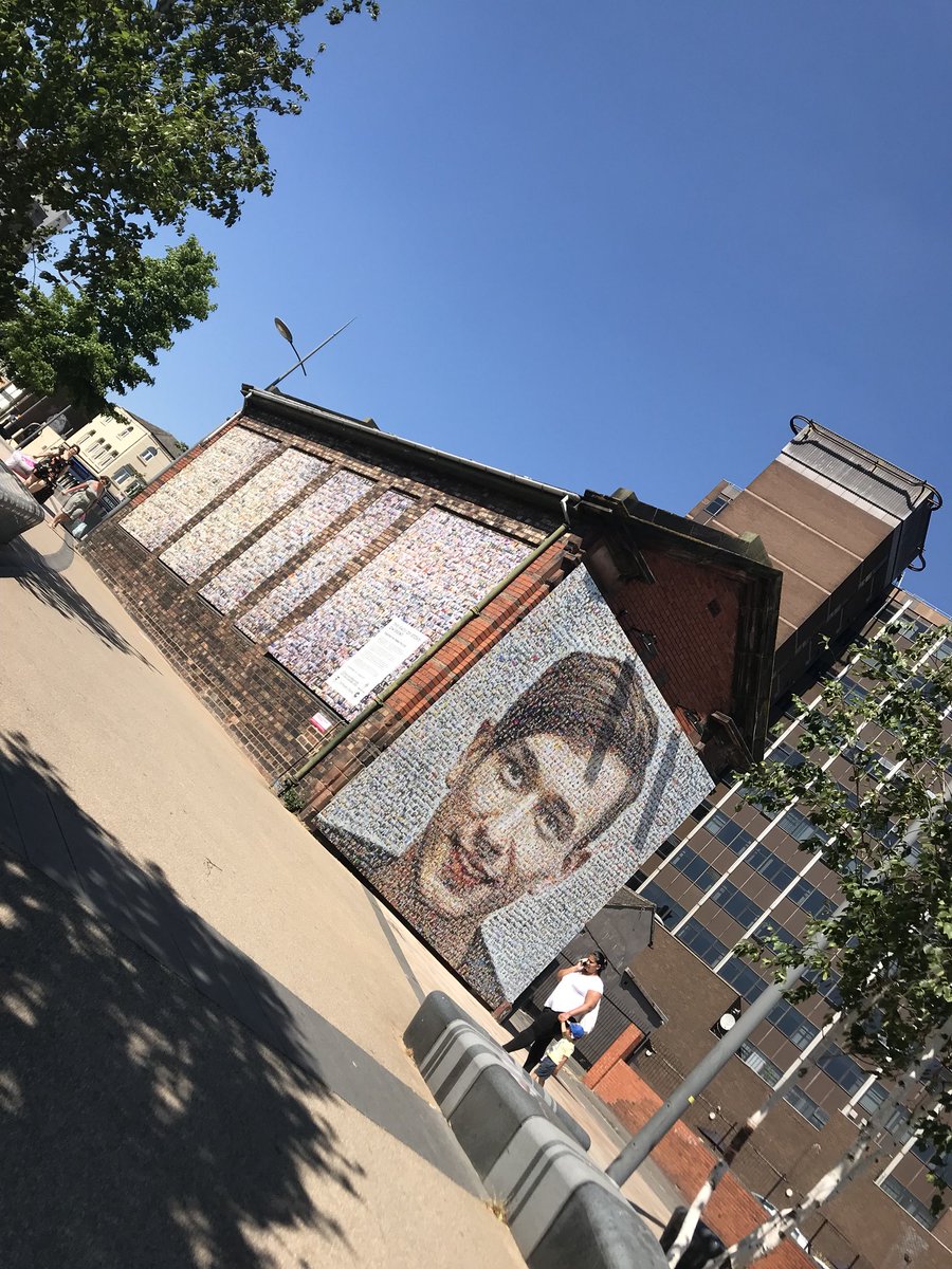 SignsStoke's tweet image. People’s picture exhibition that we manufactured &amp;amp; installed by artist @HelenMarshallUK last year looking great in the Sun today 👌🏻👌🏻