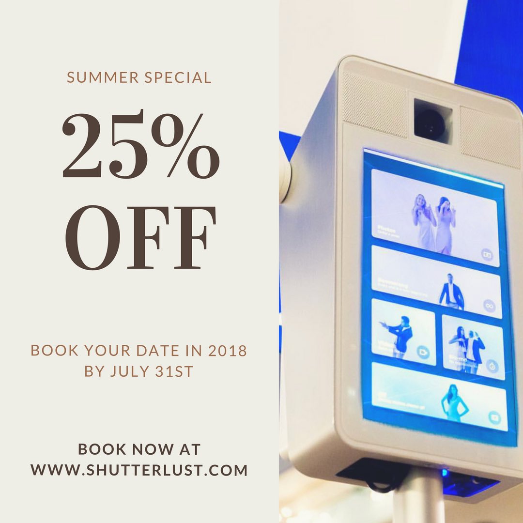 shutterlust's tweet image. P R O M O  A L E R T &amp;lt;Book your next event for 2018 by July 31st and receive  25% O F F&amp;gt;
#shutterlust #tucsonphotobooth #losangelesphotobooth #phoenixphotobooth #tucsonweddingplanner #phoenixweddingplanner #losangelesweddingplanner #sandiegoweddingplanner