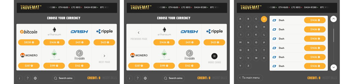 trovemat's tweet photo. With TROVEMAT Crypto ATM you can easily buy the most
popular cryptocurrencies: Bitcoin, Ethereum,
Ethereum Classic, Litecoin, Dash, Monero,
Ripple, Nem, etc.
Our ATMs accepts all common fiat currencies
supported by a bill validator MEI Advance/CashCode
GX: USD, EUR, RUB, BYN, etc https://t.co/fgzVwrPpaz