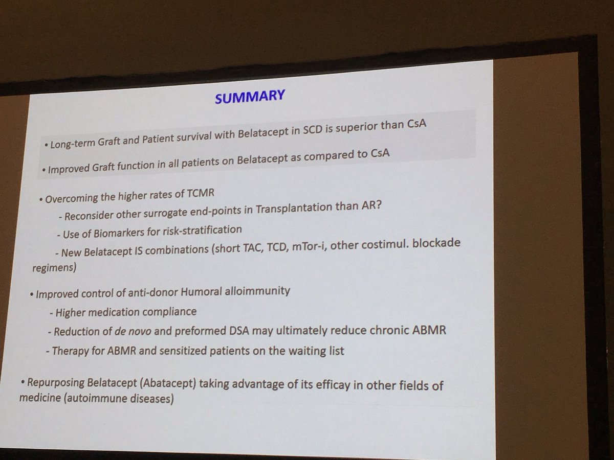 EdoardoMelilli's tweet photo. Some slides from @OriolBestard talk on belatacept concern and how to overcome it #TTS2018 (COI he is the head of our renal transplant unit so no comment to avoid bias) https://t.co/UAJz6QDumV